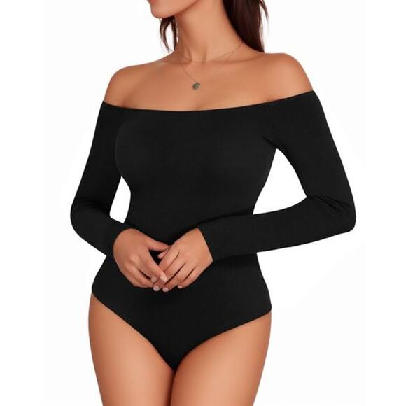 MANGOPOP Off The Shoulder Long Sleeve Bodysuit - Picture 1 of 7
